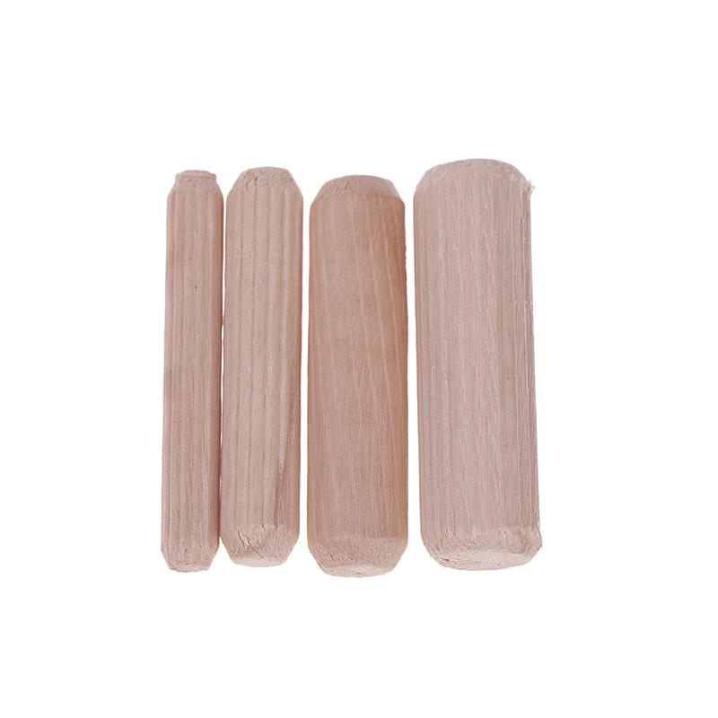 100Pcs/Pack Round Wooden Dowel Pins 6*40Mm 8*40Mm 10*40Mm Cabinet Drawer Round Fluted Diy Woodworking For Dowel Jigs Drill