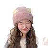Winter Hat Women's M Standard Sweet and Cute Cat Ears Pullover Hat Versatile Velvet Knitted Hat Warm Ear Protector Cold Hat