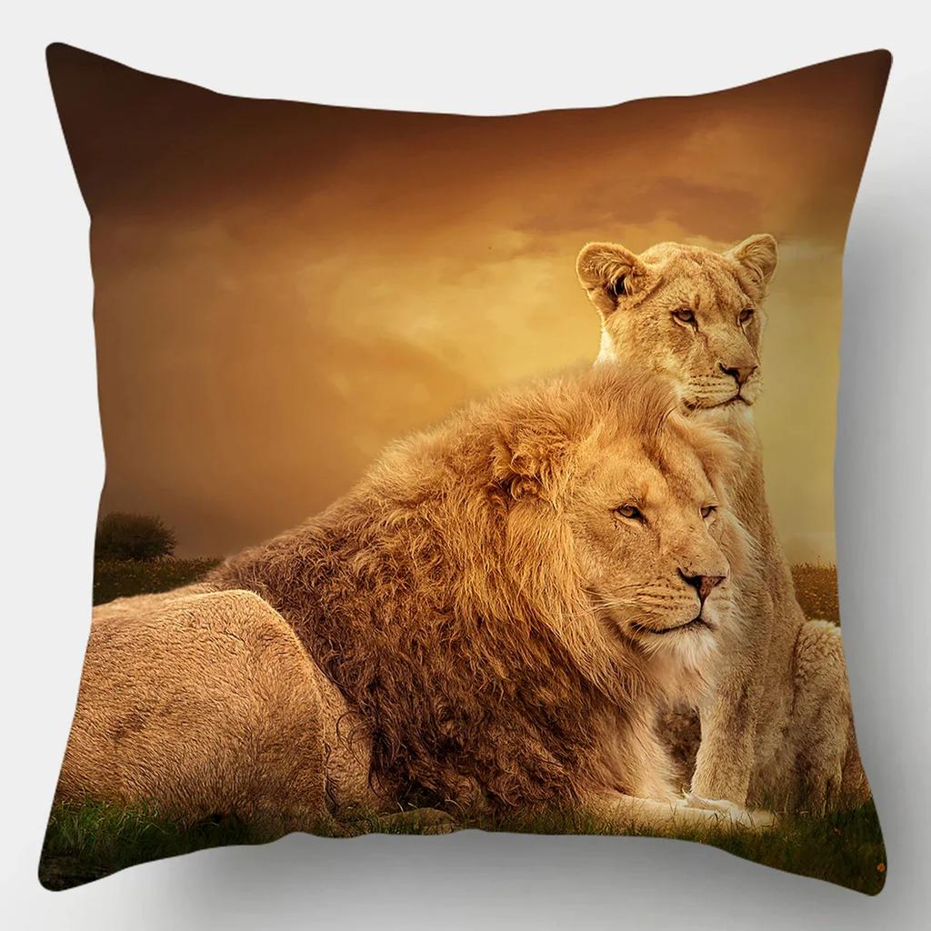 45x45cm Kissenbezug Heimdeko Kissenbezüge Sofa Schlafzimmer Wildtier Kissenbezug Kissen Löwe Pferd Tiger Kissenbezug