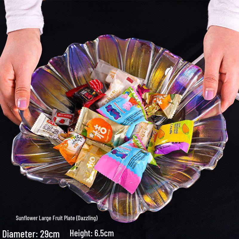 Сверкающие стеклянные фруктовые тарелки «Подсолнух» от Qianxing, набор из 2 штук