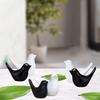 Creative White and Black Glossy Ceramic Birds Figurines Home Decorations Accessories Party (Pack of 6, Black & White)