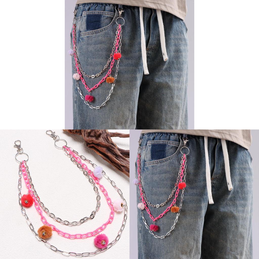 Hip Hop Girl Metal Chain Waist Accessory With Lobster Clasp For Trendy Denim Pants