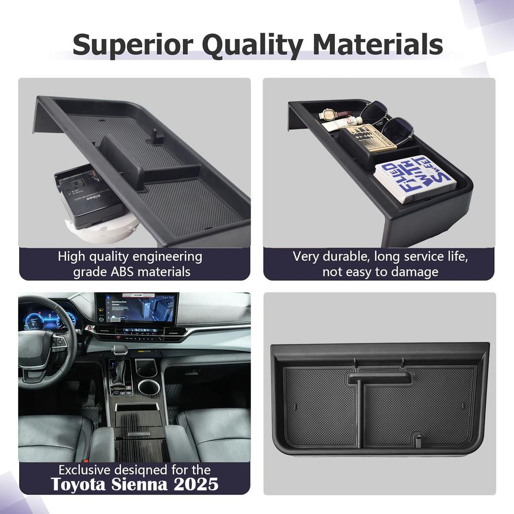 For Toyota Sienna 2025 XLE/XSE/Limited/Platinum Center Console Dashboard Box 12.3-Inch Behind Screen Dash Boar Organizer Tray