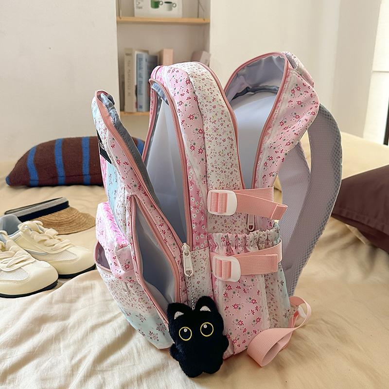 Large Capacity Student Schoolbag Girls Floral Print Backpack