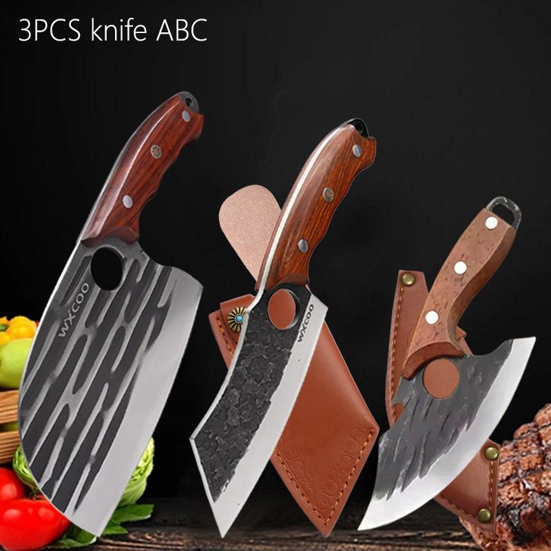 WXCOO Stainless Steel Household Fruit Slicing Kitchen Knives for Cooking Meat Chopping Vegetable Knife Wooden Handle