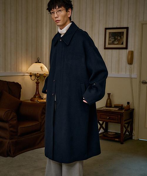 Malen Unisex Wool Mac Coat Navy