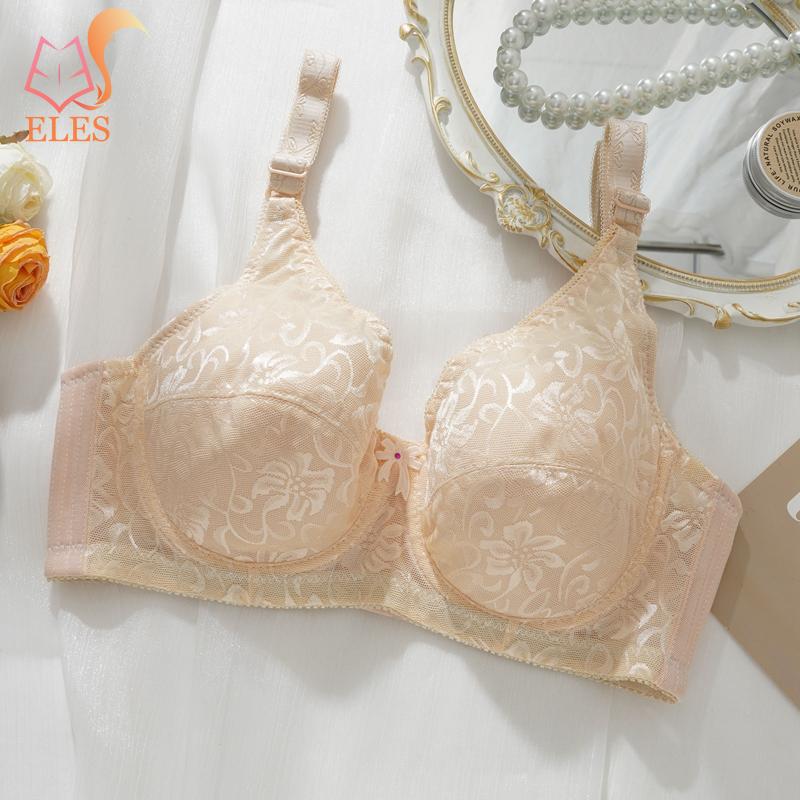 Große Größe Leicht Ungefütterter BH Sexy Spitze Kabellos Vollschalenbügel für Frauen Keine Bügel-BHs