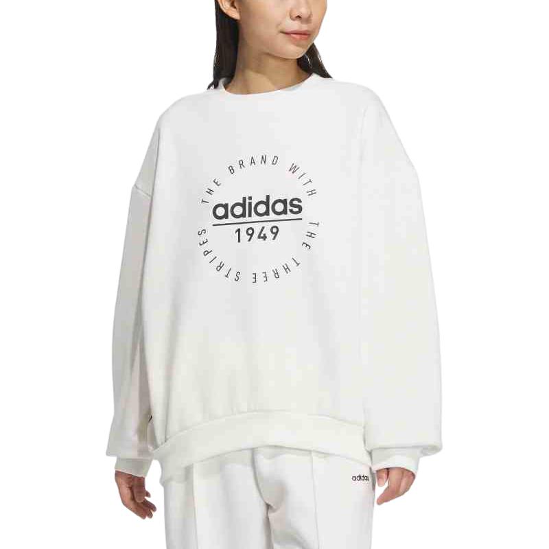 Adidas Letter Pattern Fleece Warm Long Sleeve Hoodie Women hoodies White JX9409