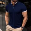 Men's Casual and Fashionable Solid Color Short Sleeved Stand Up Collar T-shirt Summer Versatile and Comfortable Top