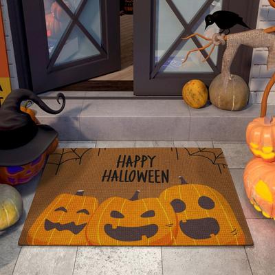 Dajiang Cartoon Pumpkin Entrance Door Dust Removal Floor Mat Kenny Velvet Halloween Porch Resistant and Easy To Take Care of Carpet Floor Mat
