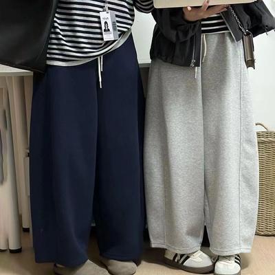 Pants for Women Plus Size Thickened Stretchy Elastic High Waist Long Trousers Solid Color Fleece Casual Wide Leg Pants