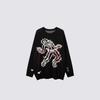 Pulover Unisex Larg Tricotat cu Craniu Brodat și Detaliu Ciucure Croială Largă Gât Rotund Pulover Îmbrăcăminte Casual