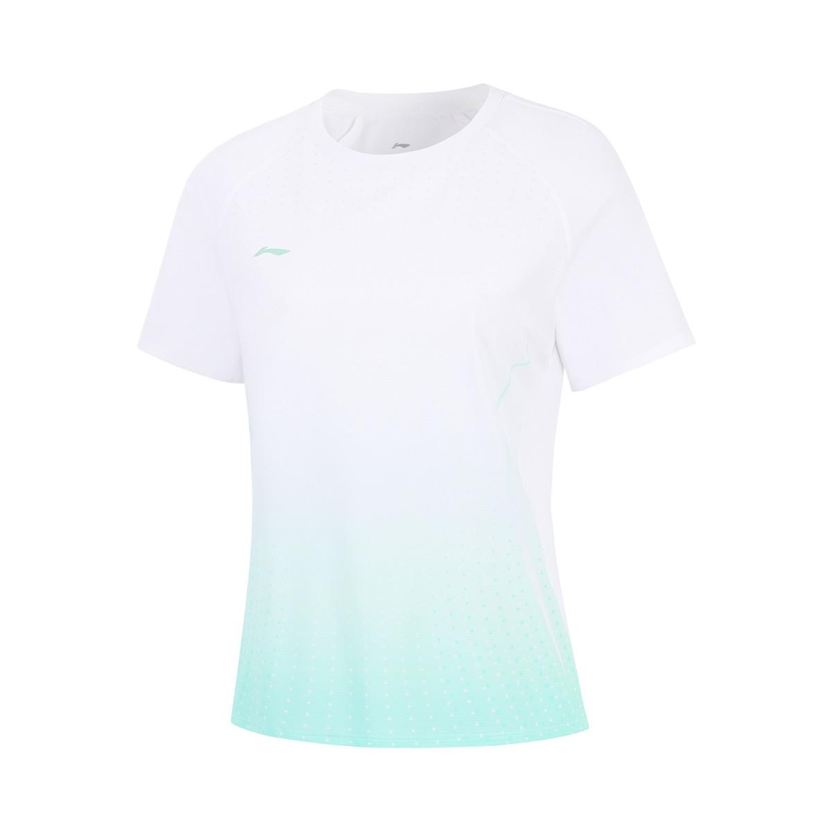 

Li-Ning Fashionable Breathable Mens Sports Casual Short Sleeve T-Shirt Men tops White Floating-Water-Green ATSW413-12 L