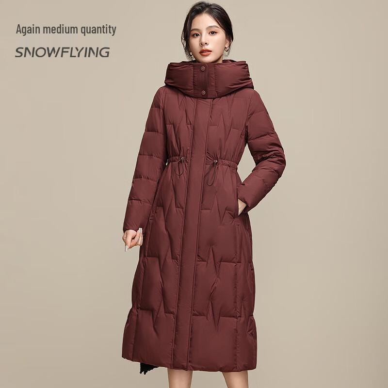 SNOWFLYING Women's Waist-Cinching Mid-Length Down Jacket