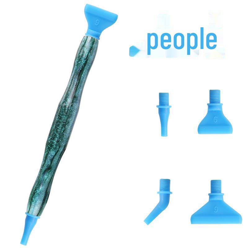 

Набор ручек для алмазной живописи 5D с клеем и сверлами для вышивки своими руками Threaded Plastic Pen 6 Heads синий/зелёный