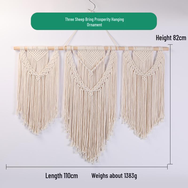 

Європейський богемний тканий гобелен з бавовняної мотузки з китицями – DIY прикраса для дому, настінний декор. 110*82cm