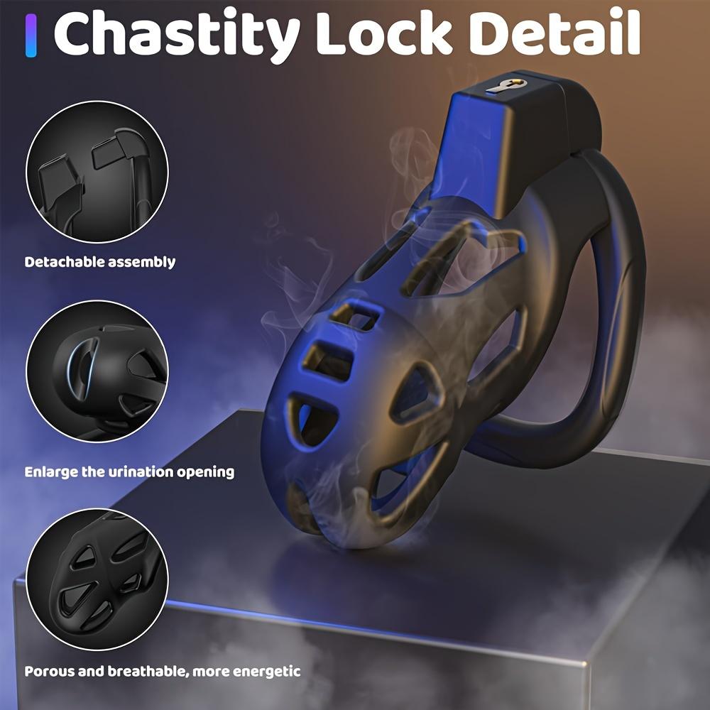 Male Chastity Cage, Large Chastity Device with 3 Sizes Rings and Invisible Lock for Man Penis Exercise Bondage Gear & Accessorie