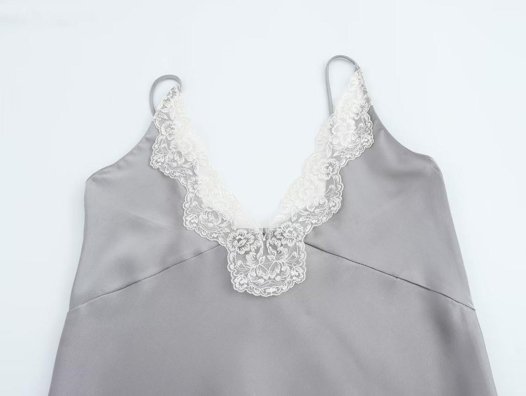 European & American Style Lace Silk Satin Camisole 