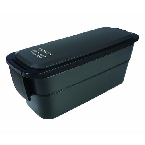 Asvel Lantus FC-T800 Lunch Box, 800ml, Black, Slim Design, Easy to Fit in a Bag, A3527