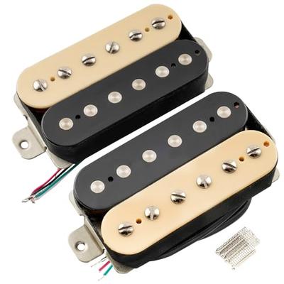 Przetworniki Humbucker Musiclily Pro LP-OMHA Alnico 5 typu otwartego, Zestaw przetworników Neck/Bridge 7.5K/16K Złoty do gitary elektrycznej, Zebra