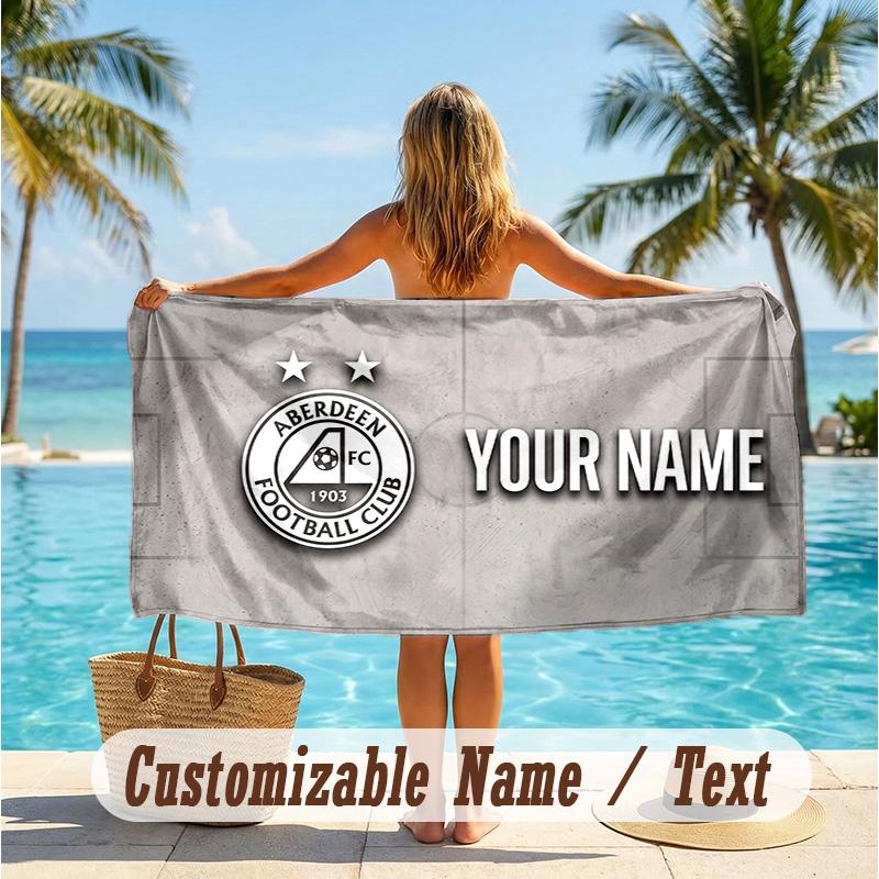 Custom Text Beach Towel, Soft Absorbent Swimming Multi-use TowelAberdeen FC