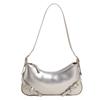 New Retro Solid Color Belt Zipper Fashion Shoulder Underarm Bag Premium Feeling Baguette Bag Messenger Bag