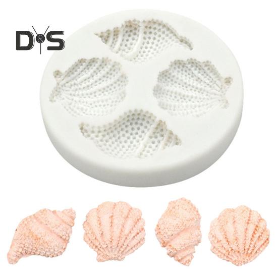 Geruchlose Muschelmuschelform, wiederverwendbar, nützlich, 4 Mulden, Muschelmuschel-Silikonform