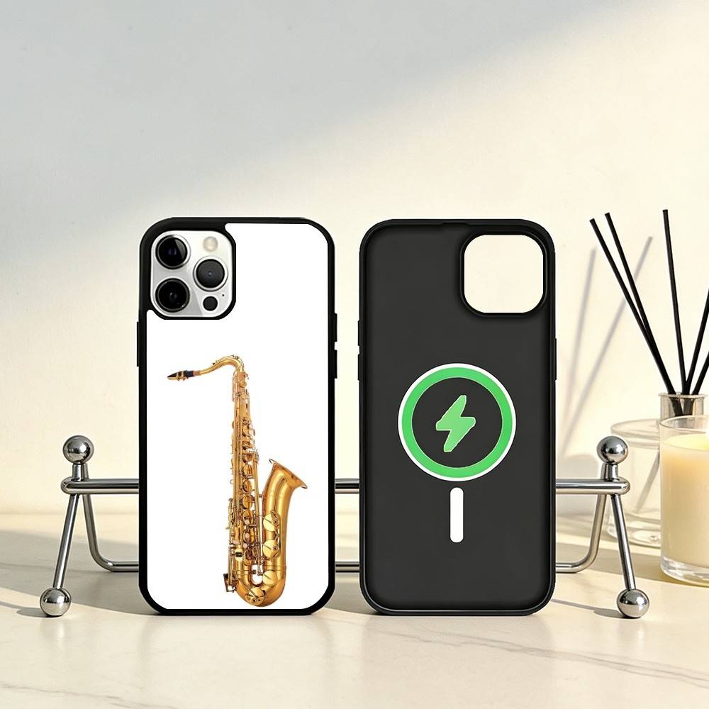Saxophone Music Phone Case For iPhone17,16,15,14,13,12,11 Plus,Pro Max Magnetic For Magsafe Wireless Charging