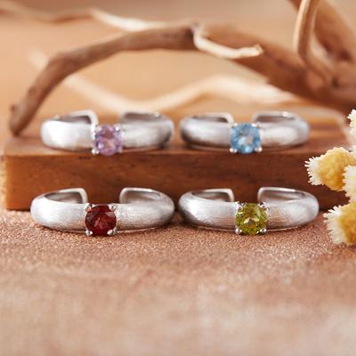 Anello Naturale Tesoro Ametista Citrino Donna Argento Sterling S925 Granato Topazio Peridoto Anello Dito Indice