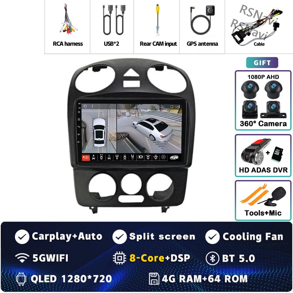 Android 14 Carplay Auto For VW Volkswagen Beetle 2000 2001 - 2012 Car Radio 4G WIFI Player Multimedia Srereo Navigation Video BT