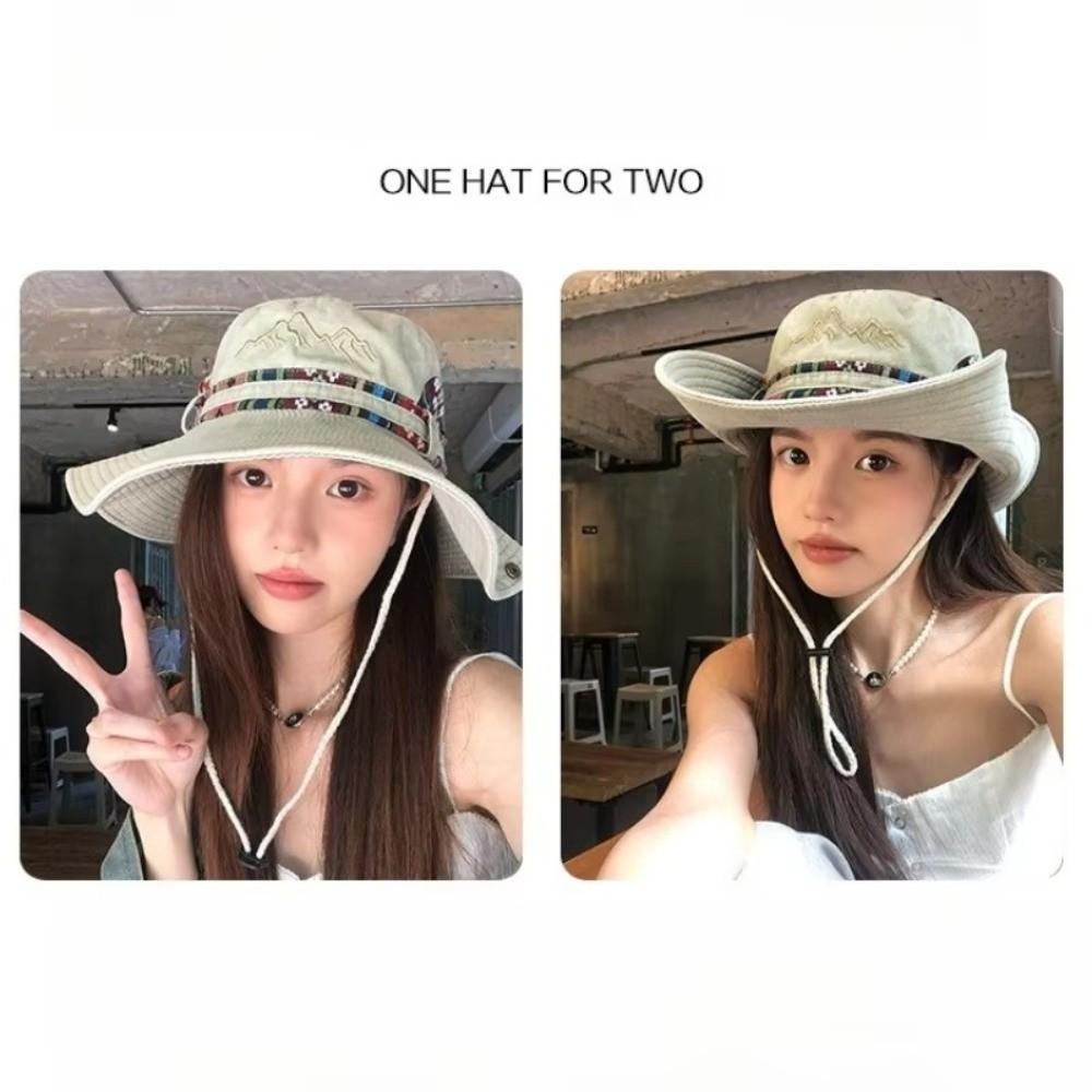 Wide Brim Fisherman Cap Sun Protection Sunshade Hat Fashion Cowboy Bucket Hat