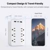 9 in 1 Surge Protector 6 Outlet Extender with 2 USB & 1 USB C Ports Power Strip Multi Plug Outlets Wall Adapter Spaced