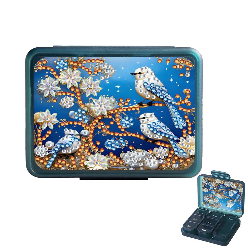 Diamond Art Pill Box Mini Travel Portable Storage Box Rectangular Medicine Box Diamond Painting DIY Blingbling Pill Case Pastill