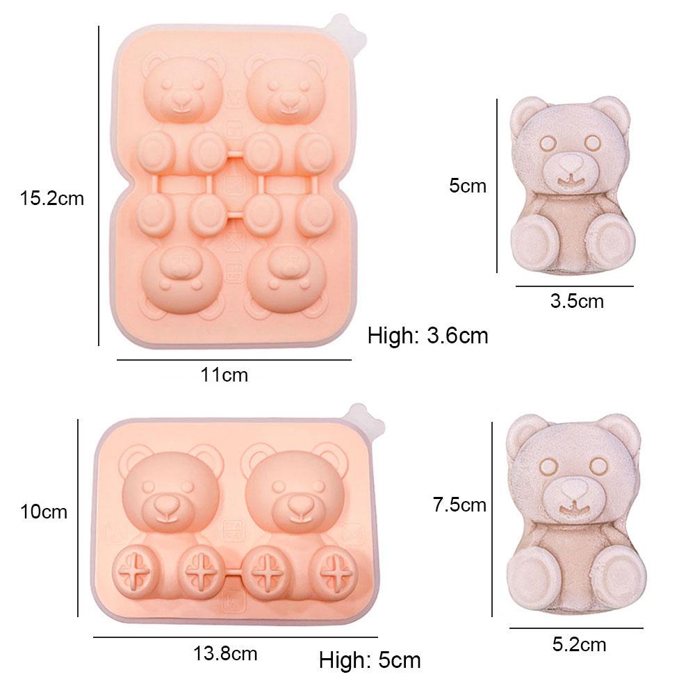 Silicone World DIY 4/2 Cute Bears Shape Ice Cube Silicone Mold Ice Grid Home Kitchen Ice Cream Molds Ice Ball Ice Making Box