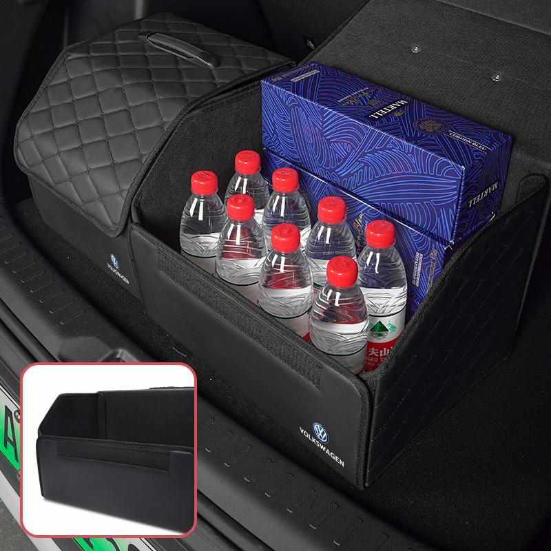 BIG1 Storage Leather Box Trunk Organizer Bag Large Capacity Foldable For VW Golf Polo Tiguan Touran Jetta Passat CC T5 GTI Beetle GTD