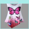 Stylish Women Sleeveless Butterfly Print Lace Patchwork T-shirt For Summer Chic
