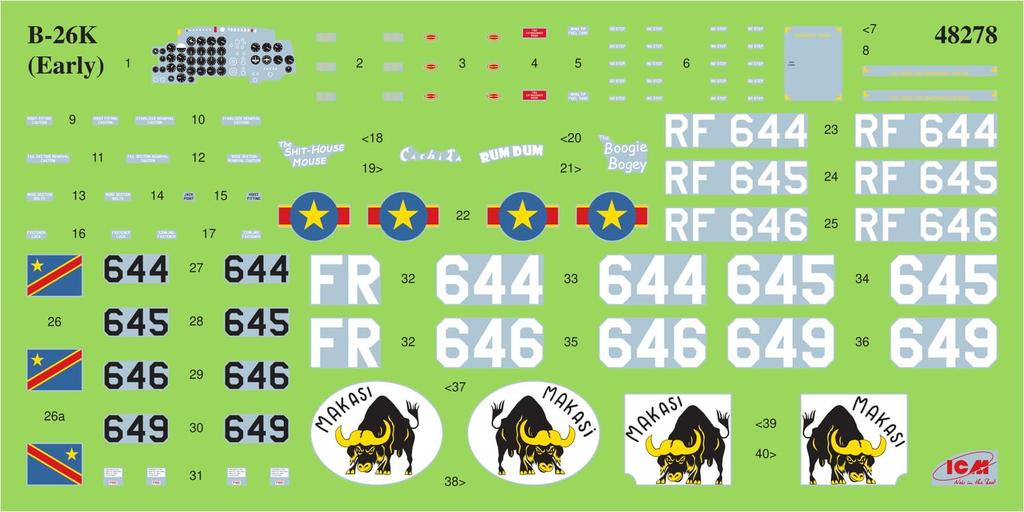 ICM scale US Air Force Counter Invader Plastic Model Kit 48278 1/48 B-26K (Early Model)