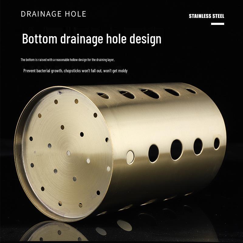 Durable Stainless Steel Chopstick Holder with Drainage Holes - Moisture-Proof and Anti-Fall, Ideal for Restaurants and Customizable with Logo.