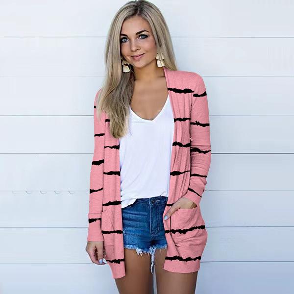 GMXIA Autumn Women's Print Cardigan Long-sleeved Casual Coat