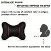 PU Leather Knitted Car Pillows Headrest Neck Rest Cushion Support Seat Accessories Auto Black Safety Pillow Universal Decor