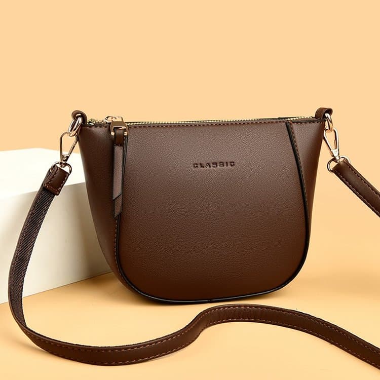 

Soft leather simple bucket bag crossbody shoulder bag темно-коричневого кольору
