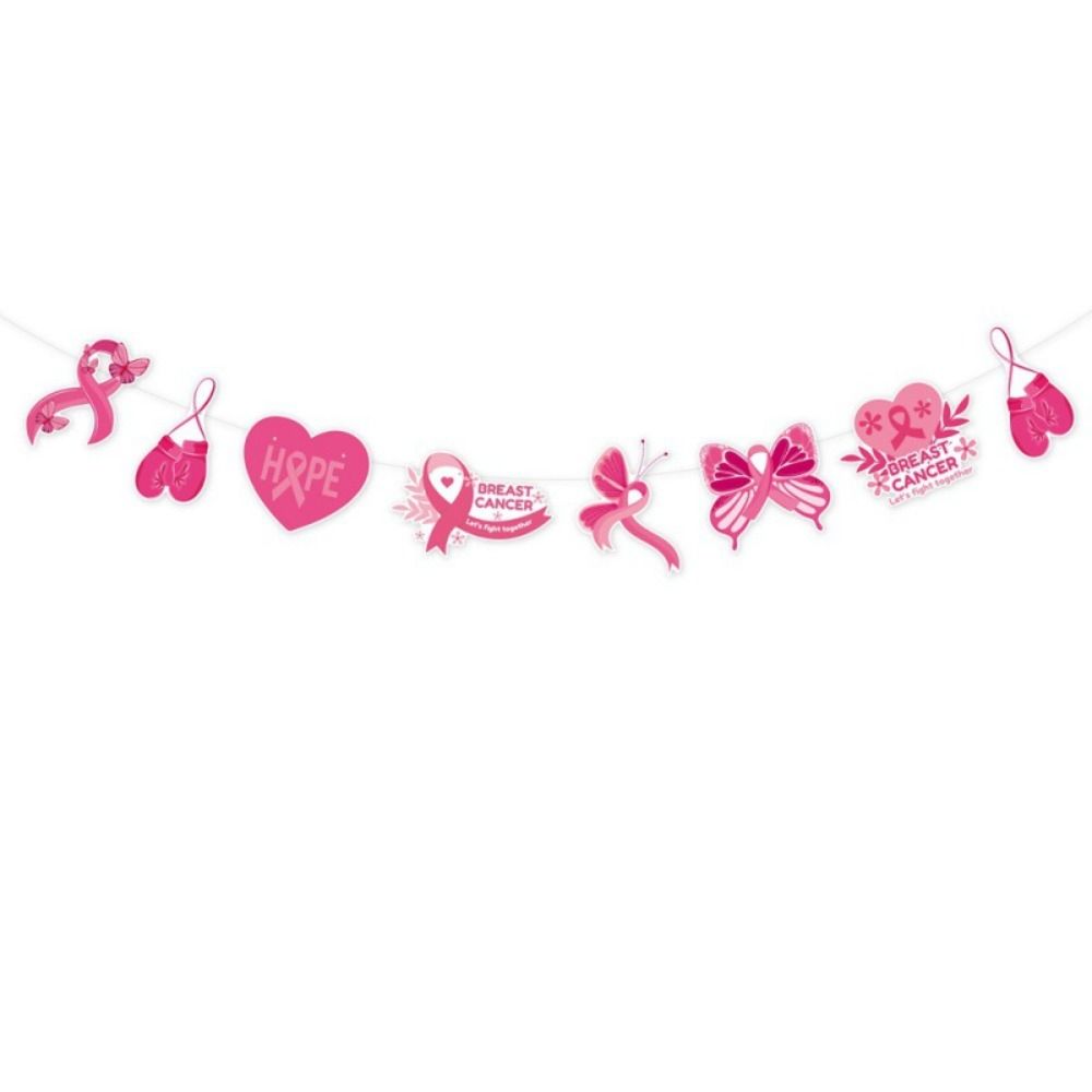 Paper Breast Cancer Backdrop Banner Single Side Breast Cancer Awareness Flag  Charity Activities