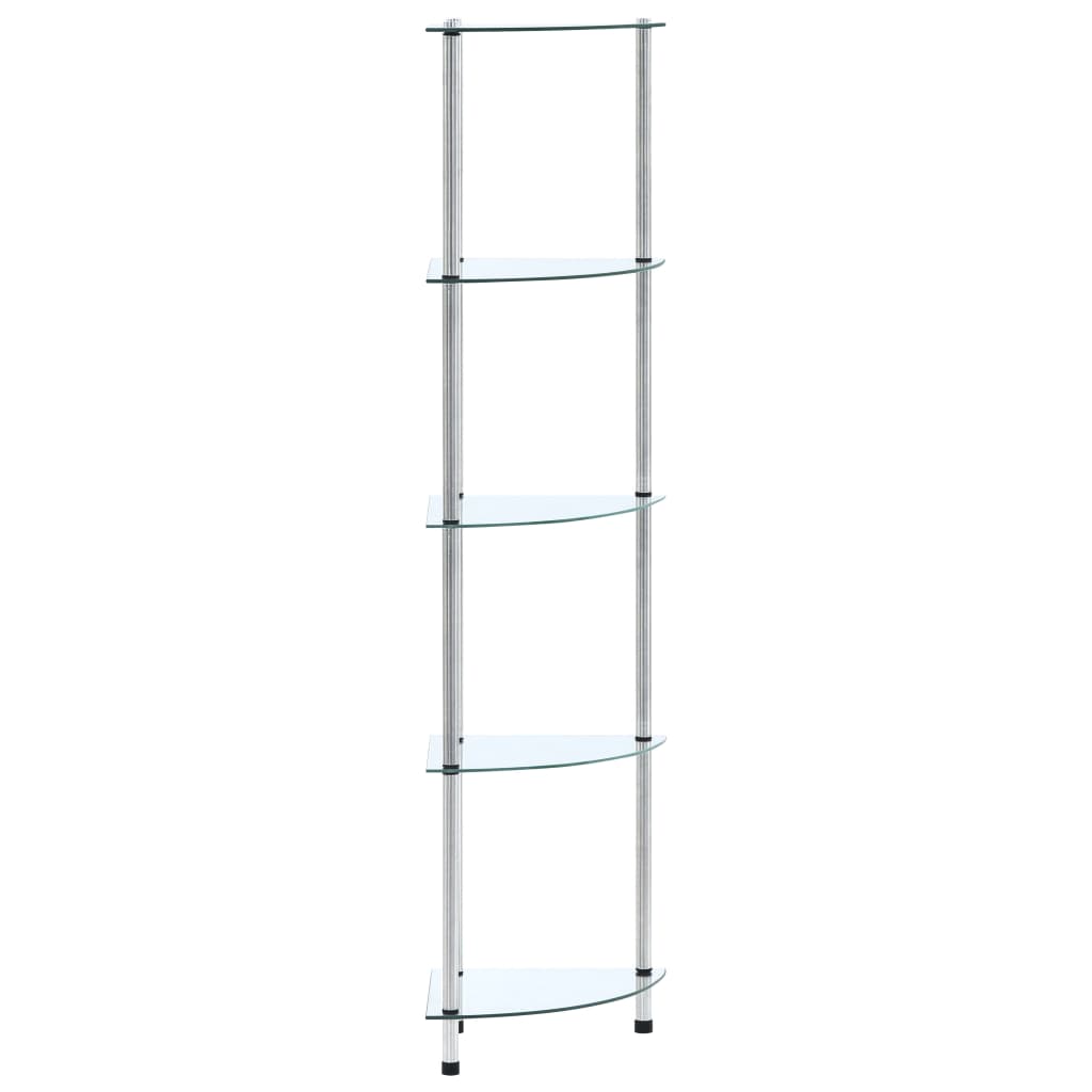 5 Shelf Transparent Display Shelf 30 x 30 x 130 cm Tempered Glass