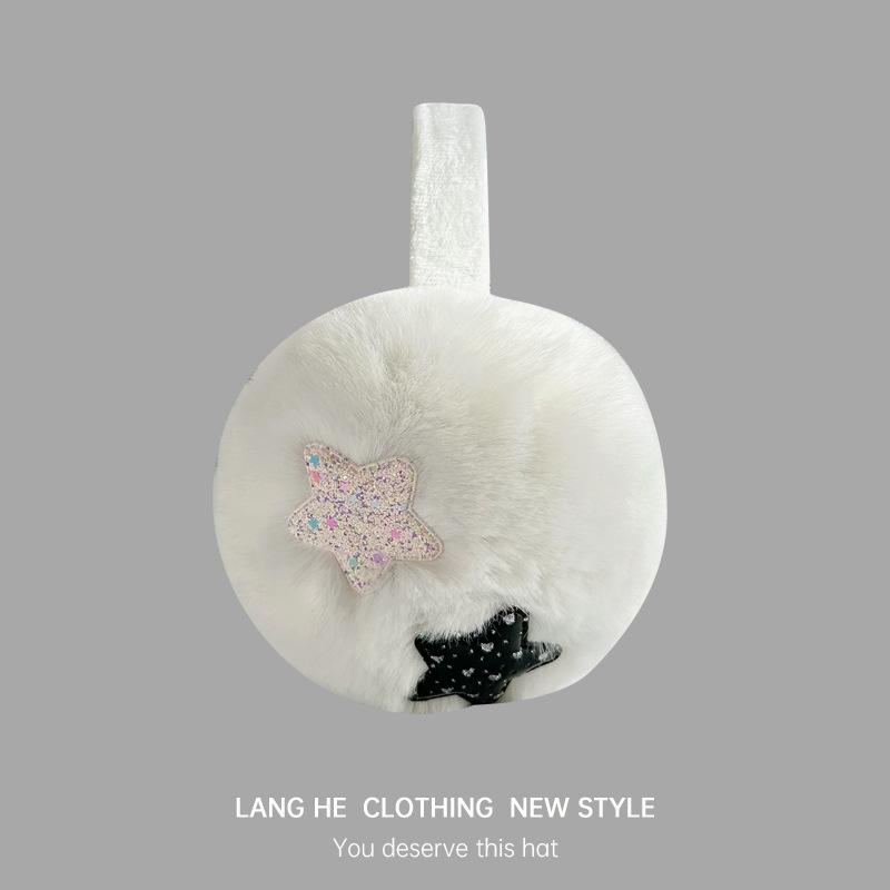 Pluszowe Ciepłe Nauszniki Damskie Słodkie Nauszniki Zimowa Ochrona Uszu Zimoodporne Zimowe Jednokolorowe Ocieplacze na Uszy Składane Jesienno-Zimowa Torba na Uszy Duże