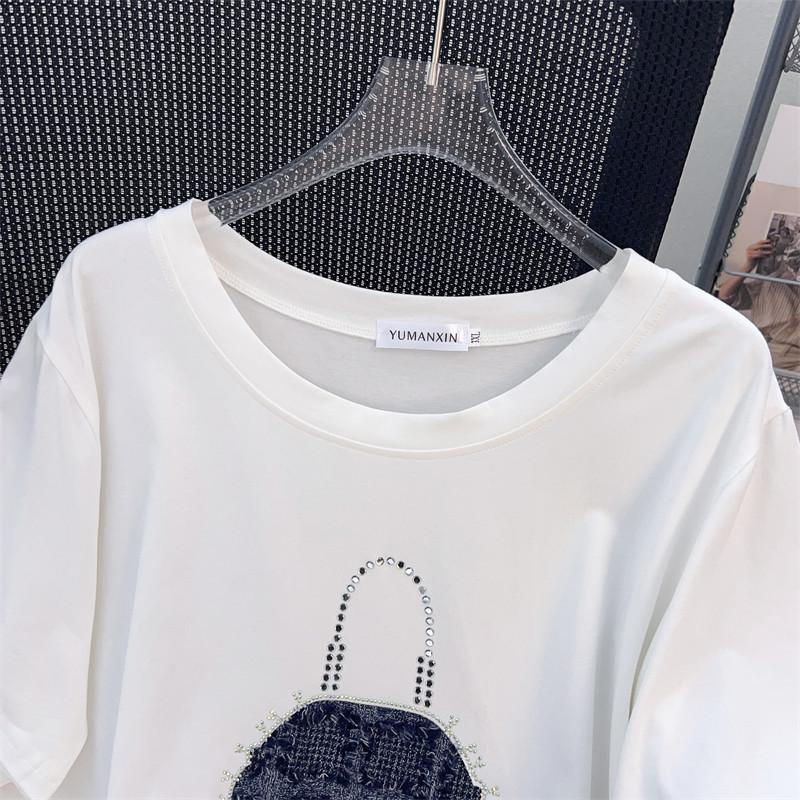 Plus Size Slimming Loose Round Neck Mid-Length Short-Sleeve Women's T-Shirt