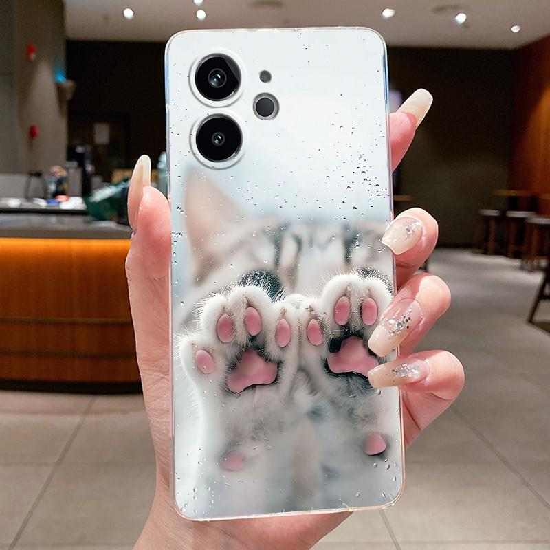 For Realme GT 6/6T/Neo6/Neo6 SE Bumper Soft Silicone TPU Clear Casing Fashion Cartoon Rabbit Painted Anti-fall Soft Cover