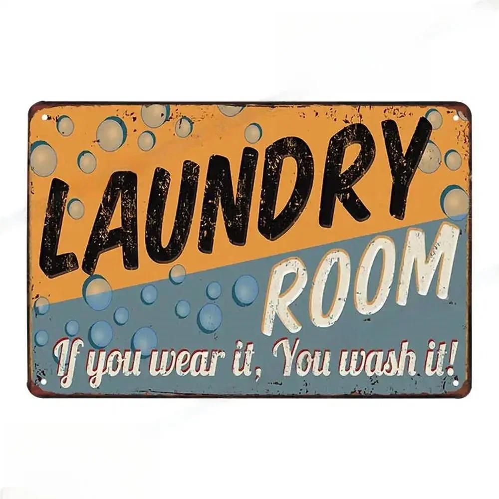 Vintage Fun Laundry Room Metal Tin Sign Plaque Black Cat Posters Decorative Plates For Home Laundry Room Bathroom Wall Decor