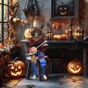 Halloween Skeleton 23.6 Inch Animated Banjo Skeleton Joint Adjustable Musical Prop for Indoor Outdoor Holiday Display Haunted