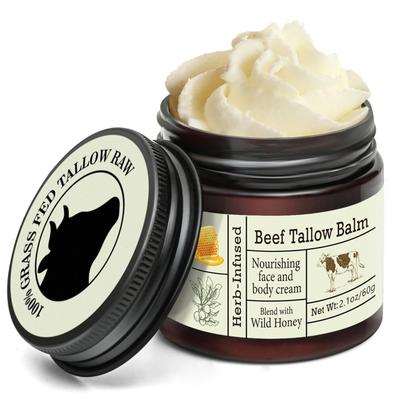 Beef Tallow Honey Balm, Beef Tallow for Skin, Deeply Nourishing Organic Grass Fed Tallow Balm, Beef Tallow Cream for Face&Body Less