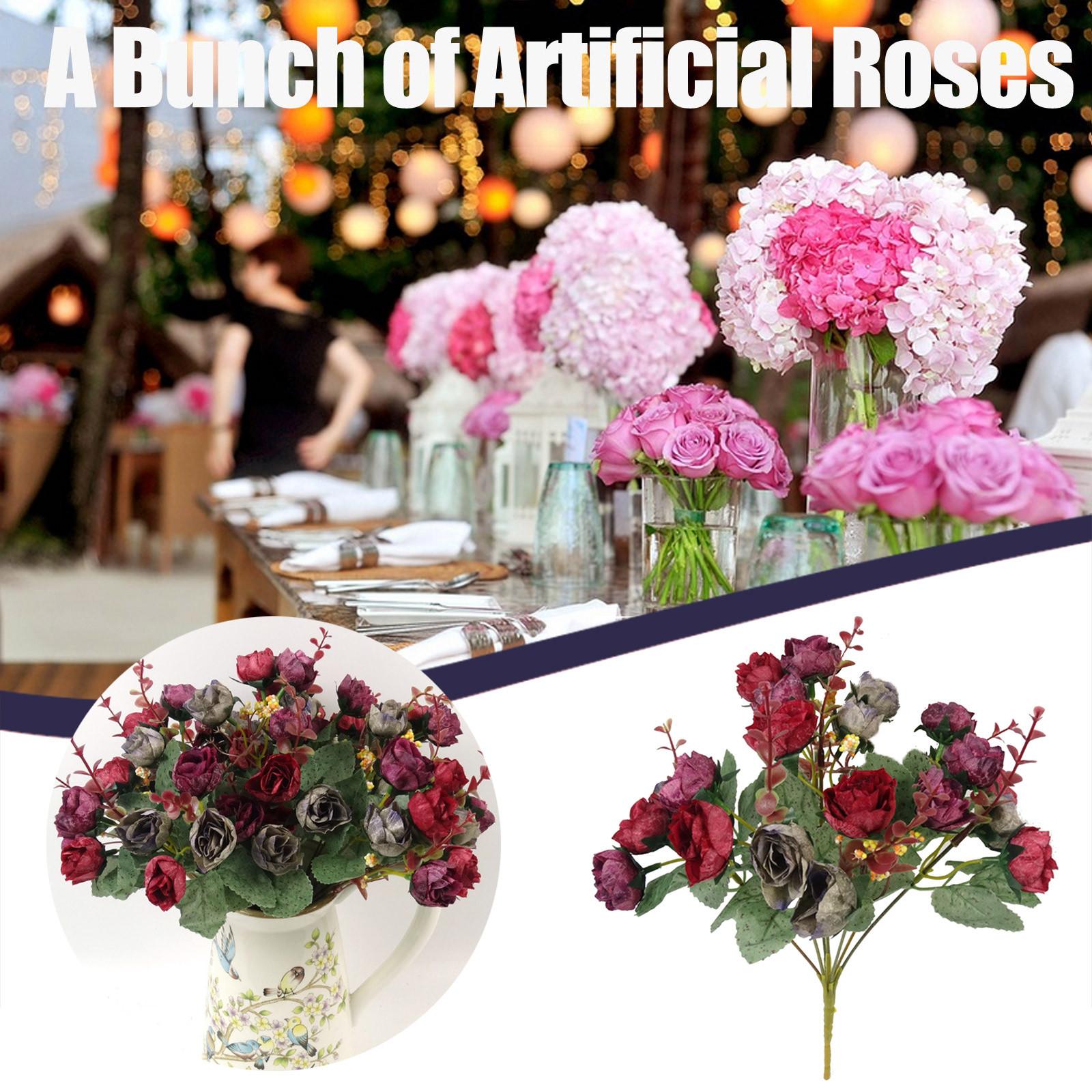 

Artificial Rose Bouquet Consisting 7 branches 21 Roses Silk Decorative Bouquet